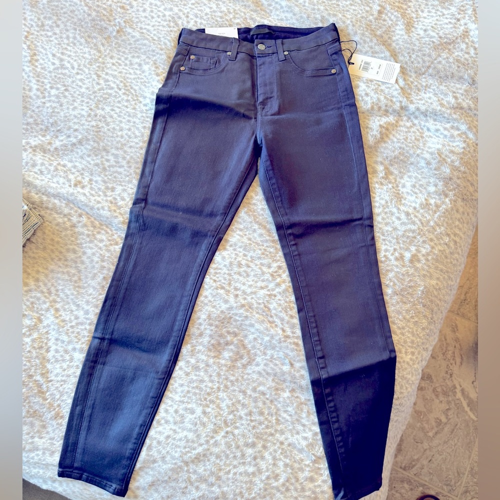 NWT 7forallmankind coated jeans dark purple/indigo size 27 waxy coat